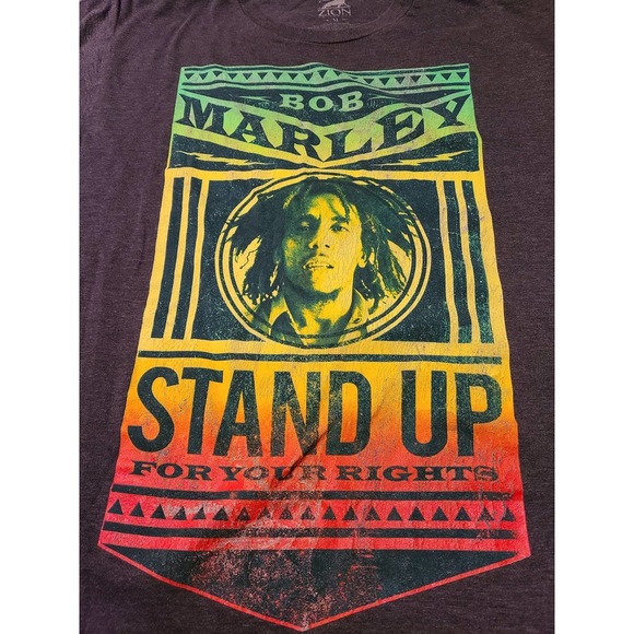 Zion Rootswear Bob Marley Graphic T-Shirt Men's Black Short Sleeve Medium (VA2) - Picture 2 of 4